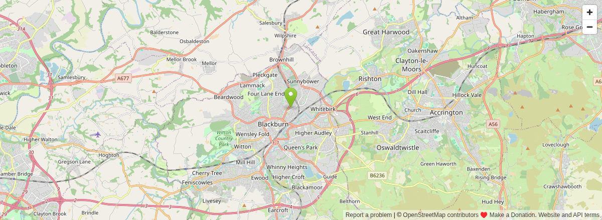 Map showing the Driver Handbooks office in Blackburn