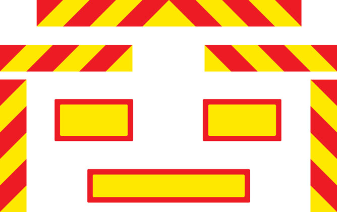 Official Highway Code diagram showing large goods vehicle rear markings